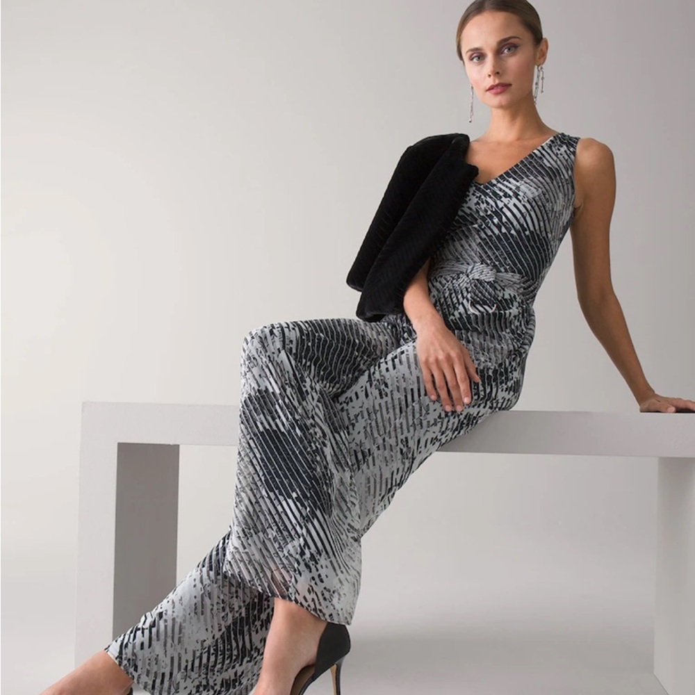 White House Black Market Sleeveless V-Neck Belted Jumpsuit